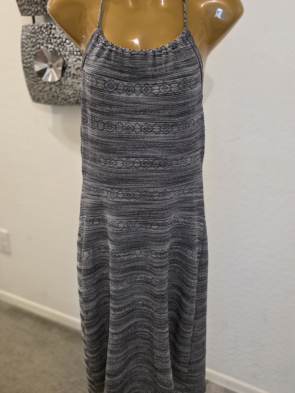 Vintage Via 101 USA Halter Neck Patterned Dress Sz M Made In USA